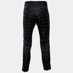 Pre Owned Gucci Black Silk Satin Tiger Pattern Trousers M