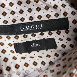  Gucci Beige Floral Printed Cotton Slim Fit Shirt L