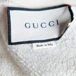 Gucci Cream Leopard Applique Cotton Knit Sweatshirt S