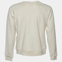 Gucci Cream Leopard Applique Cotton Knit Sweatshirt S