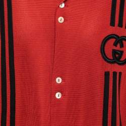 Gucci X Adidas Red GG Monogram Knit Short-Sleeve Shirt M