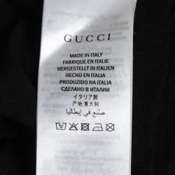مملوكة مسبقًا Gucci Black Distressed Cotton Logo Printed Crewneck T-Shirt M
