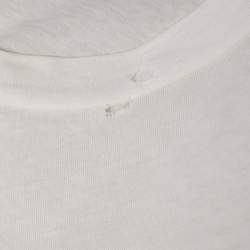 Gucci White Distressed Cotton Logo Printed Crewneck T-Shirt XS