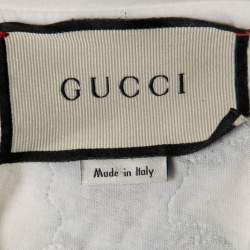 Gucci White Distressed Cotton Logo Printed Crewneck T-Shirt XS