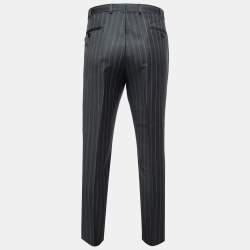 Gucci Grey Striped Wool Tailored Trousers L