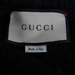 Pre Owned Gucci Black Logo Print Cotton Sweatpants S