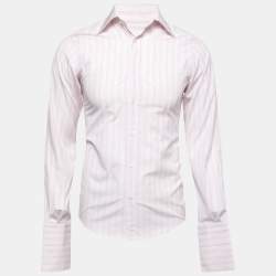 Pre Owned Gucci Pale Pink Striped Cotton Classic Shirt S