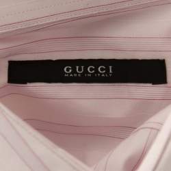 Pre Owned Gucci Pale Pink Striped Cotton Classic Shirt S