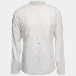 Gucci Ecru Voile Bib Neck Button Front Shirt M