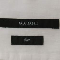 Gucci Ecru Voile Bib Neck Button Front Shirt M