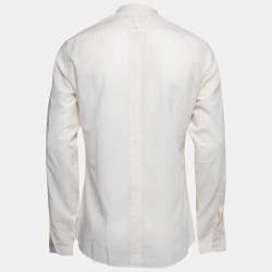Gucci Ecru Voile Bib Neck Button Front Shirt M