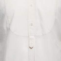 Gucci Ecru Voile Bib Neck Button Front Shirt M