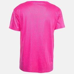 Pre Owned Gucci Pink Logo Star Printed Cotton Short Sleeve T-Shirt M