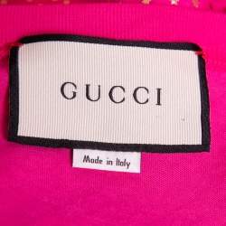 Pre Owned Gucci Pink Logo Star Printed Cotton Short Sleeve T-Shirt M