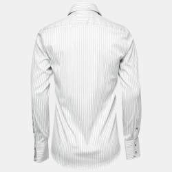 Gucci White Striped Cotton Stretch Fitted Button Front Shirt S