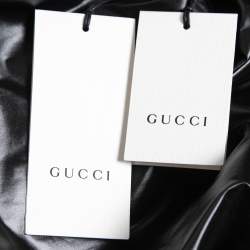 Gucci Dapper Dan Black & Gold Leather Logoed Hooded Jacket M