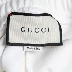 Gucci White Knit Bee Embroidered Pocket Detail Joggers S