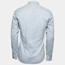 Pre Owned Gucci Blue Checked Cotton Slim Fit Button Front Shirt M