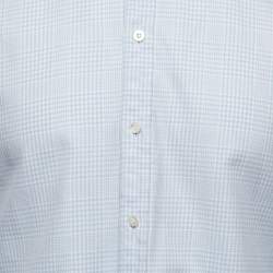 Pre Owned Gucci Blue Checked Cotton Slim Fit Button Front Shirt M