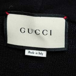 Pre Owned Gucci Black Cotton Knit Blind for Love Tiger Patch Hoodie L