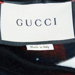 Gucci Black Snake & Space Printed Cotton Knit Crewneck Sweatshirt S