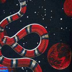 Gucci Black Snake & Space Printed Cotton Knit Crewneck Sweatshirt S