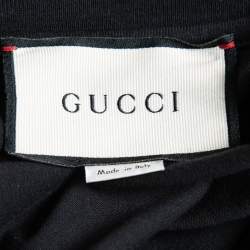 Pre Owned Gucci Black Cotton Blade Logo Print T-Shirt S