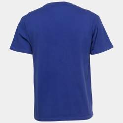 Pre Owned Gucci Blue Cotton Logo Printed Short Sleeve T-Shirt XS