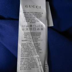 Pre Owned Gucci Blue Cotton Logo Printed Short Sleeve T-Shirt XS