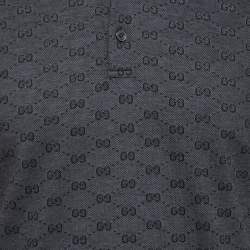 Gucci Grey Contrast Collar GG Polo T-Shirt L