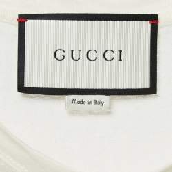 Gucci Cream Printed Linen Crew Neck T Shirt M