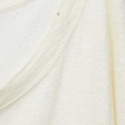 Gucci Cream Printed Linen Crew Neck T Shirt M
