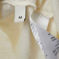 Gucci Cream Printed Linen Crew Neck T Shirt M