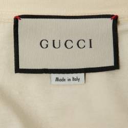Gucci Cream Winged Jockey Logo Print Cotton Crew Neck T-Shirt XXL