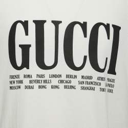Gucci Cream City Logo Print Cotton Crew Neck T-Shirt XXL 