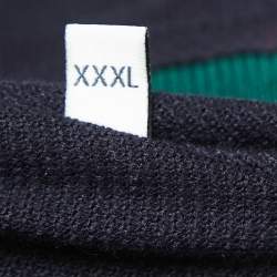 Pre Owned Gucci Navy Blue Cotton Pique Web Collar Polo T-Shirt XXXL