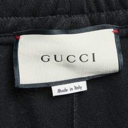 Pre Owned Gucci Black Jersey Web Striped Jogger Pants XXL