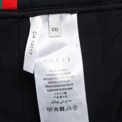 Pre Owned Gucci Black Jersey Web Striped Jogger Pants XXL