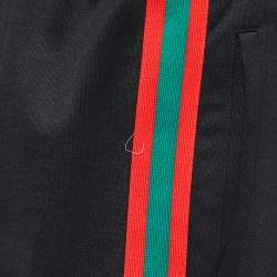 Pre Owned Gucci Black Jersey Web Striped Jogger Pants XXL