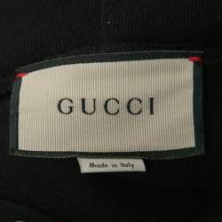 Gucci Black Cotton Tennis Logo Embroidered Oversized Hoodie XXL