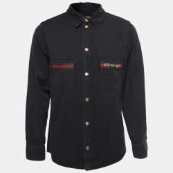 Gucci Black Denim Horsebit Detail Shirt M