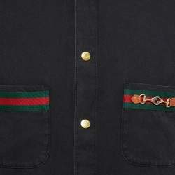 Gucci Black Denim Horsebit Detail Shirt M