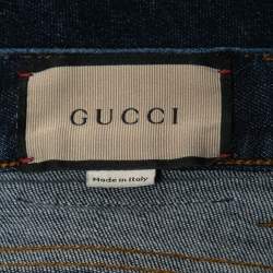 Pre Owned Gucci Blue Dark Wash Denim Tapered Jeans L / Waist: 35"