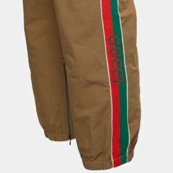Gucci Brown Cotton Logo Band Detail Trousers XL