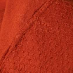 Gucci Orange Textured Wool V-Neck Pullover XL