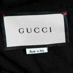 Gucci Black Vintage Logo Print Cotton Distressed Detail T-Shirt M