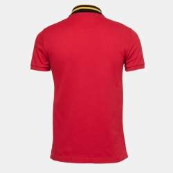 Pre Owned Gucci Red Cotton Pique Insects Embroidered Polo T-Shirt S