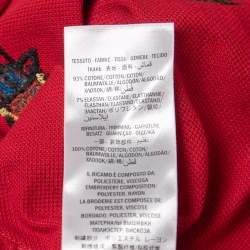 Pre Owned Gucci Red Cotton Pique Insects Embroidered Polo T-Shirt S