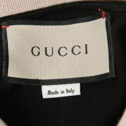 مملوكة مسبقًا Gucci Black Cotton Pique Logo Striped Polo T-Shirt S