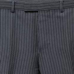 Pre Owned Gucci Navy Blue Striped Linen Blend Tailored Trousers S